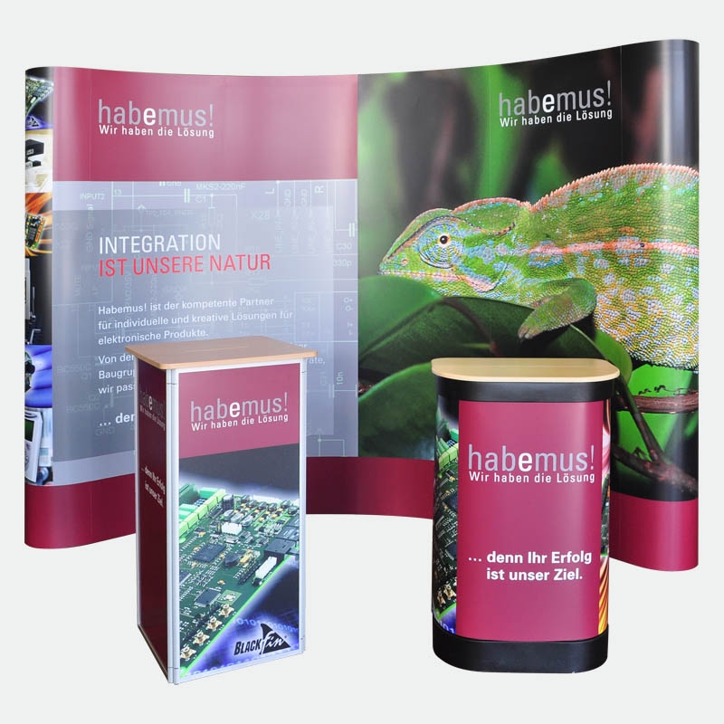 Faltdisplay 4x3 Magnet gebogen mit Transportcontainer