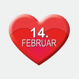 14. Februar Herz Aufkleber Werbung Schaufenster Beschriftung